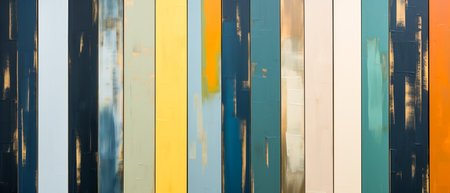 Colorful wooden boards as background, close-up. Horizontalの素材