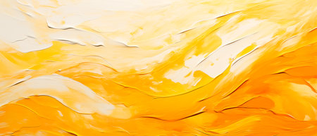 Abstract background of oil paint in yellow and orange colors, close-upの素材