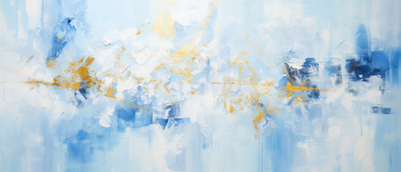 Watercolor background. Abstract painting on canvas. Blue and yellow colors.の素材