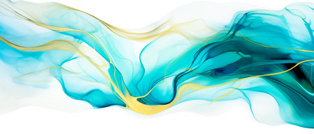 Abstract blue and yellow smoke on a white background. Design element.の素材