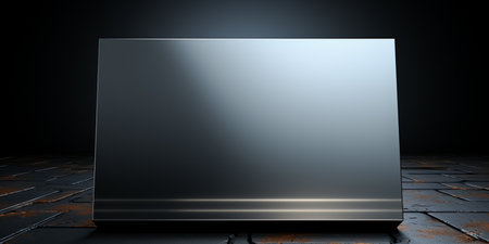 3d render of a blank black screen on a dark background.の素材