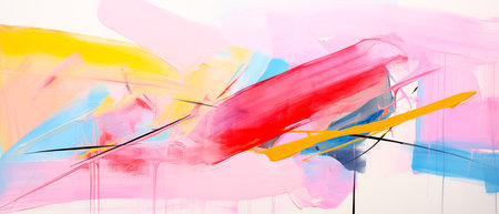 abstract background with colorful brushstrokes of paint on white paperの素材