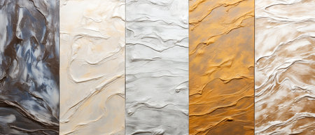 Marble abstract background with gold, silver and white stripes. 3d renderingの素材