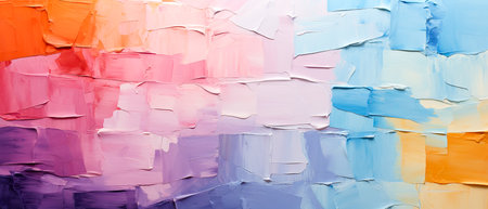 Painting close up of colorful abstract acrylic painting on canvas texture with brushstrokesの素材