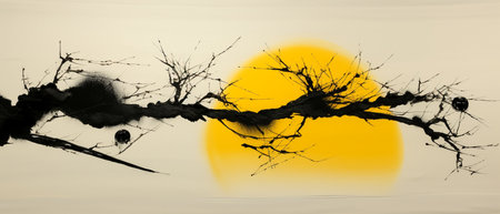 abstract image of the sun behind the branches of a tree.の素材