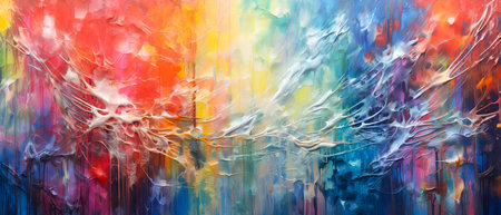 Abstract colorful background, oil painting on canvas with brushstrokesの素材