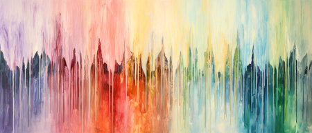 Abstract watercolor background. Hand drawn illustration. Rainbow colors.の素材