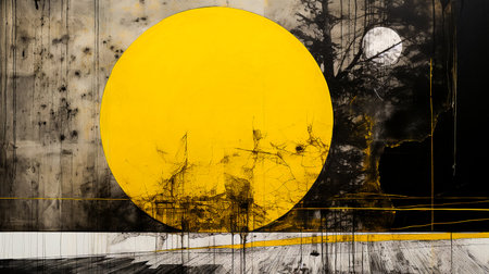grunge wall with sun in the middle, grunge backgroundの素材