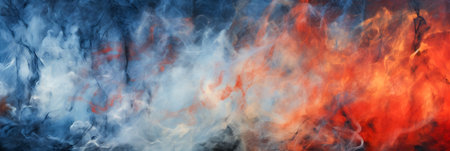 Red and blue cloud of smoke on a black background. Design element.の素材