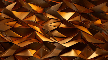 3d rendering of abstract geometric shapes in golden color. Modern background designの素材