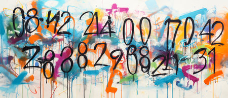 Colorful graffiti on the wall. Abstract background for design. Copyspace.の素材