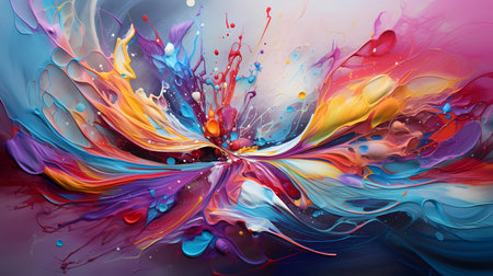 abstract colorful background with paint splashes and drops. 3d renderingの素材
