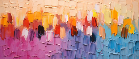 Painting closeup of abstract colorful art brushstrokes as backgroundの素材