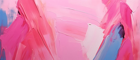 Abstract background with brush strokes of pink, blue and white paint.の素材