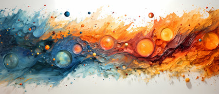 Abstract watercolor background with colorful splashes. 3d rendering.の素材