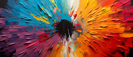 abstract colorful background with brush strokes and splashes of colored paintの素材