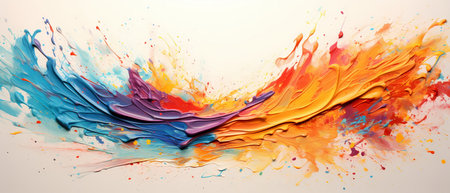 Colorful paint splashes isolated on white background. 3d renderingの素材
