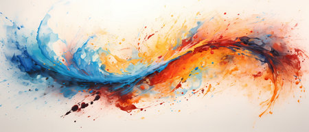 Abstract colorful paint splashes on white background. Watercolor painting.の素材