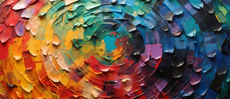 Abstract colorful background. Oil painting on canvas. Fragment of artwork.の素材