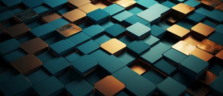 3d rendering of abstract metallic cubes background. Reflective surfaces.の素材