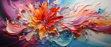 Abstract colorful background with flowers. 3d rendering, 3d illustration.の素材