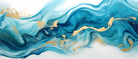 Marbled blue and gold abstract background. Liquid marble ink pattern.の素材