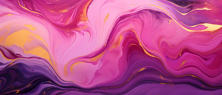 abstract colorful background of acrylic paint in pink, purple and yellow colorsの素材