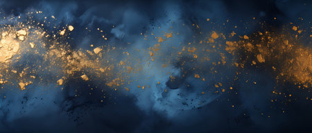 3d render of abstract background with yellow and blue paint splashesの素材