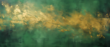 abstract oil painting background in green, yellow and black colors.の素材