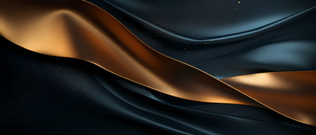 Elegant luxury black and gold wavy background. Vector illustrationの素材
