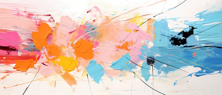 abstract background of colored oil paint strokes on canvas close-upの素材