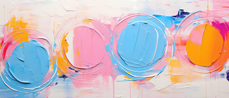 abstract background of colorful oil paints on a palette close-upの素材