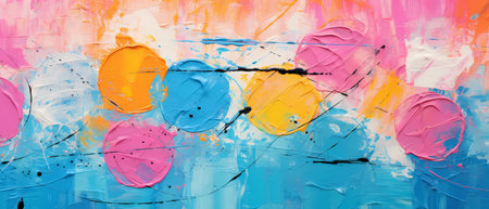 abstract background, oil painting on canvas, multicolored paint spotsの素材