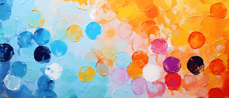Abstract oil painting background. Multicolor spots on canvas texture.の素材