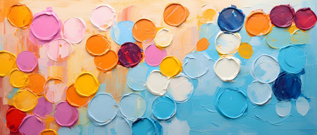Colorful oil paints on a palette close-up. Abstract backgroundの素材