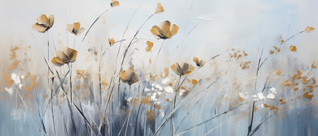 Poppies in the meadow. Watercolor painting on canvas.の素材