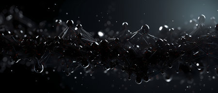 Abstract 3d rendering of chaotic structure. Futuristic background with dynamic particles.の素材