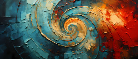 abstract background with a spiral in blue, orange and yellow colorsの素材