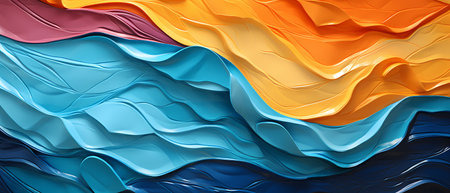 3d rendering, abstract background with wavy pattern of blue and orange colorsの素材