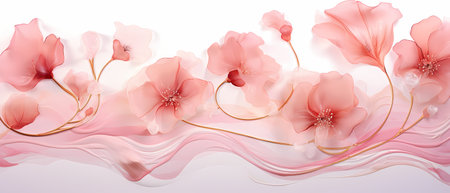 Abstract floral background with pink flowers. Vector illustration for your design.の素材