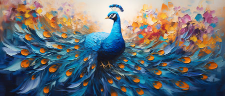 Peacock with colorful feathers. Colorful peacock background.の素材