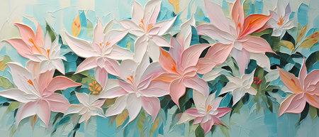 Beautiful lily flowers on the background of the watercolor.の素材