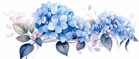 Blue hydrangea bouquet on white background. Vector illustration.の素材