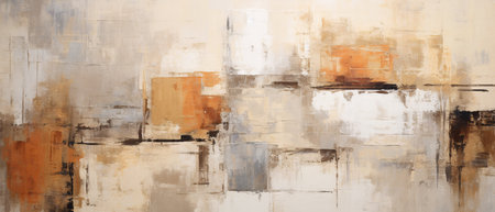 abstract brown background with brush strokes and spots of paint on canvasの素材