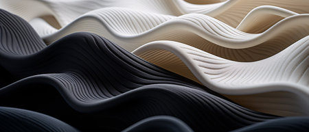 Abstract 3d rendering of wavy surface. Futuristic background with wavy lines.の素材