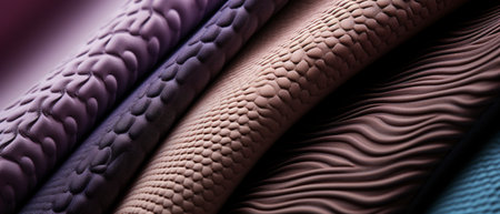 closeup of a stack of multicolored textured leather clothesの素材