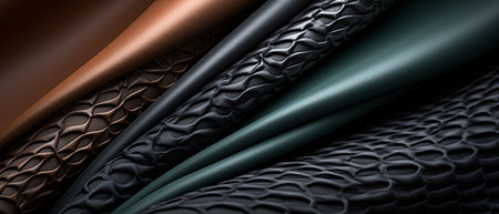 3d illustration of a set of leather material for sewing clothes.の素材