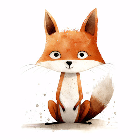 cartoon scene with happy fox on white background - illustration for childrenの素材