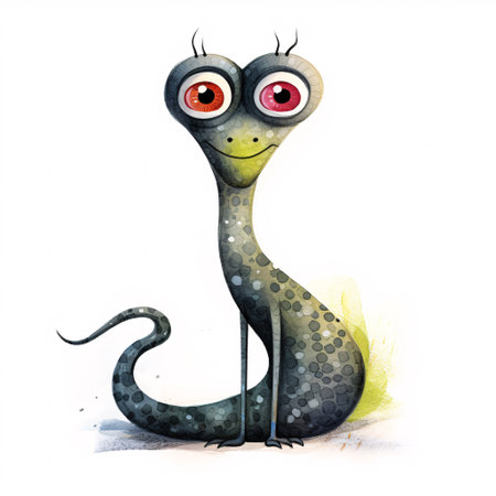 cartoon scene with snake on a white background - illustration for childrenの素材