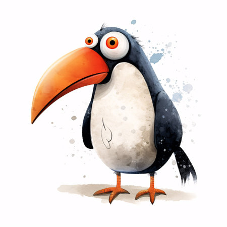 cartoon scene with toucan bird on white background - illustration for childrenの素材